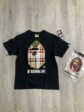 *NEW* Black Burburry Bathing Ape Tee Sizes S, M,L,XL,XXL100% Authentic